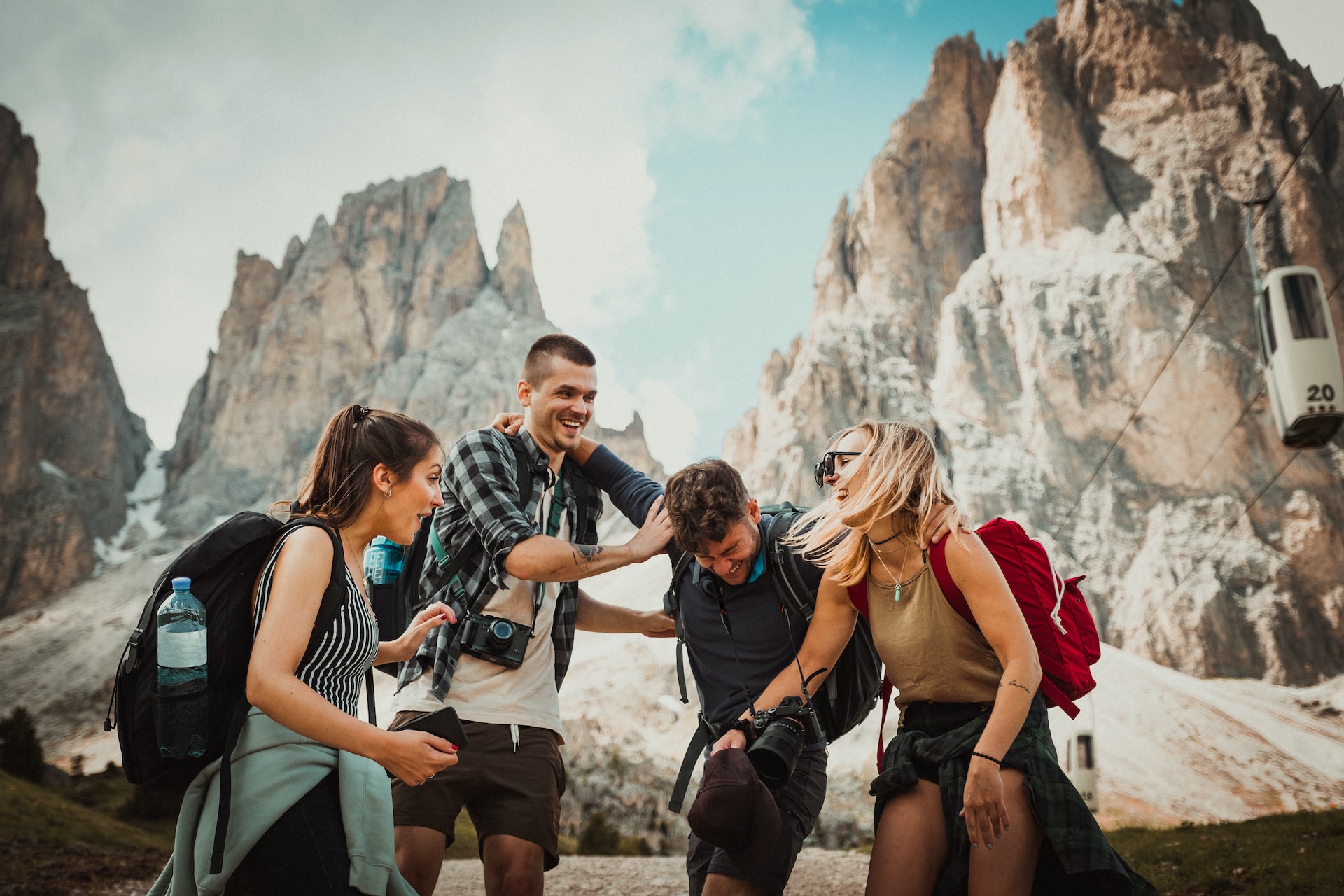 Group of friends on travel together